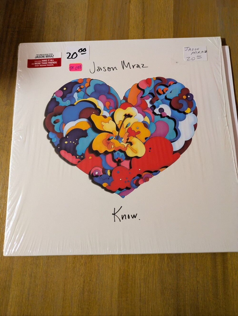 Jason Mraz "Know." Vinyl LP with Colorful Heart Artwork